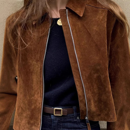 Damen elegante Wildlederjacke Heidi-Mode