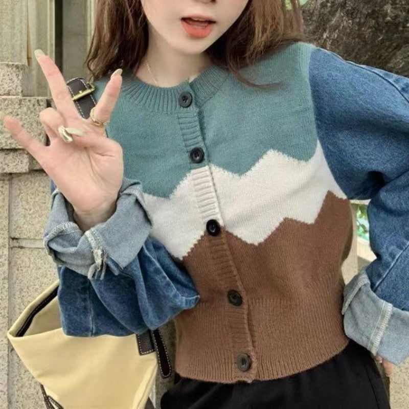 Damen Trendige Strickjacke mit modernen Farbakzenten Heidi-Mode