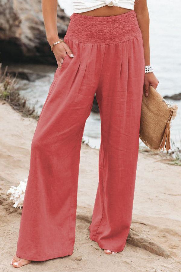 Damen Weit geschnittene Sommerhose mit elastischem Bund und luftiger Passform Heidi-Mode