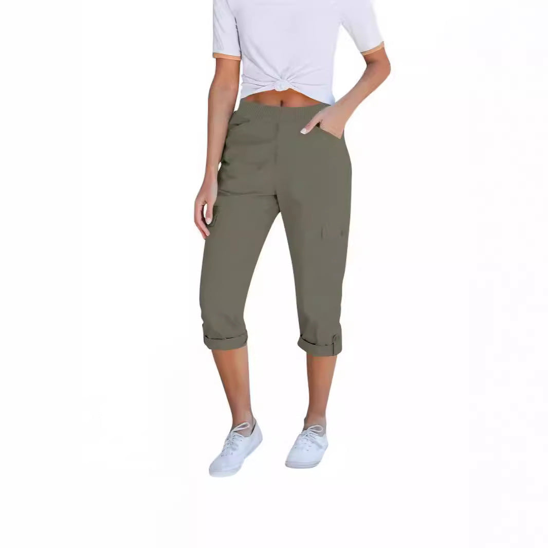 Damen Cargo-Hosen mit elastischem Bund und praktischen Taschen Heidi-Mode