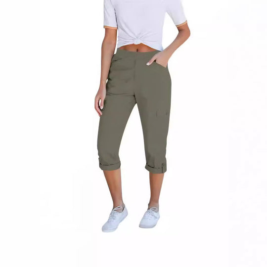 Damen Cargo-Hosen mit elastischem Bund und praktischen Taschen Heidi-Mode