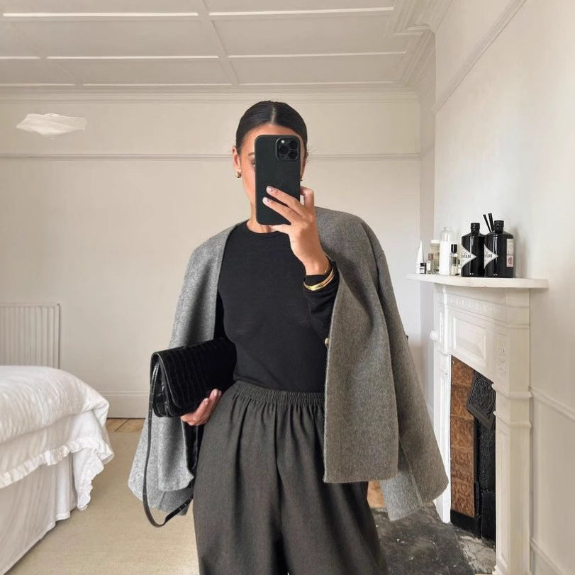 Damen modische Wolljacke im Boxy-Schnitt Heidi-Mode