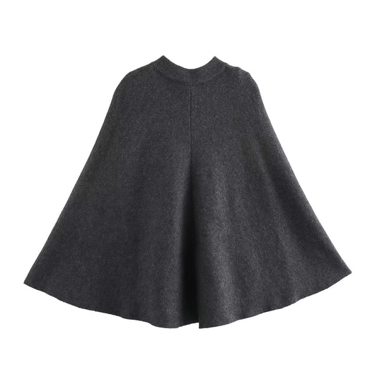 Damen modische Umhangjacke mit elegantem Stehkragen und dekorativen Knopfdetails Heidi-Mode