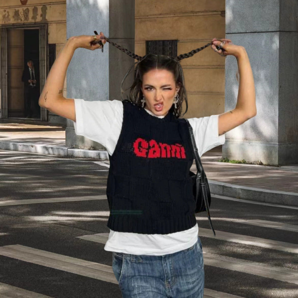 Damen Sportliche Strickweste mit modernem Karomuster Heidi-Mode