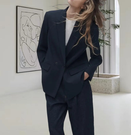 Damen Oversized Blazer mit eleganter Silhouette und dekorativen Knöpfen Heidi-Mode