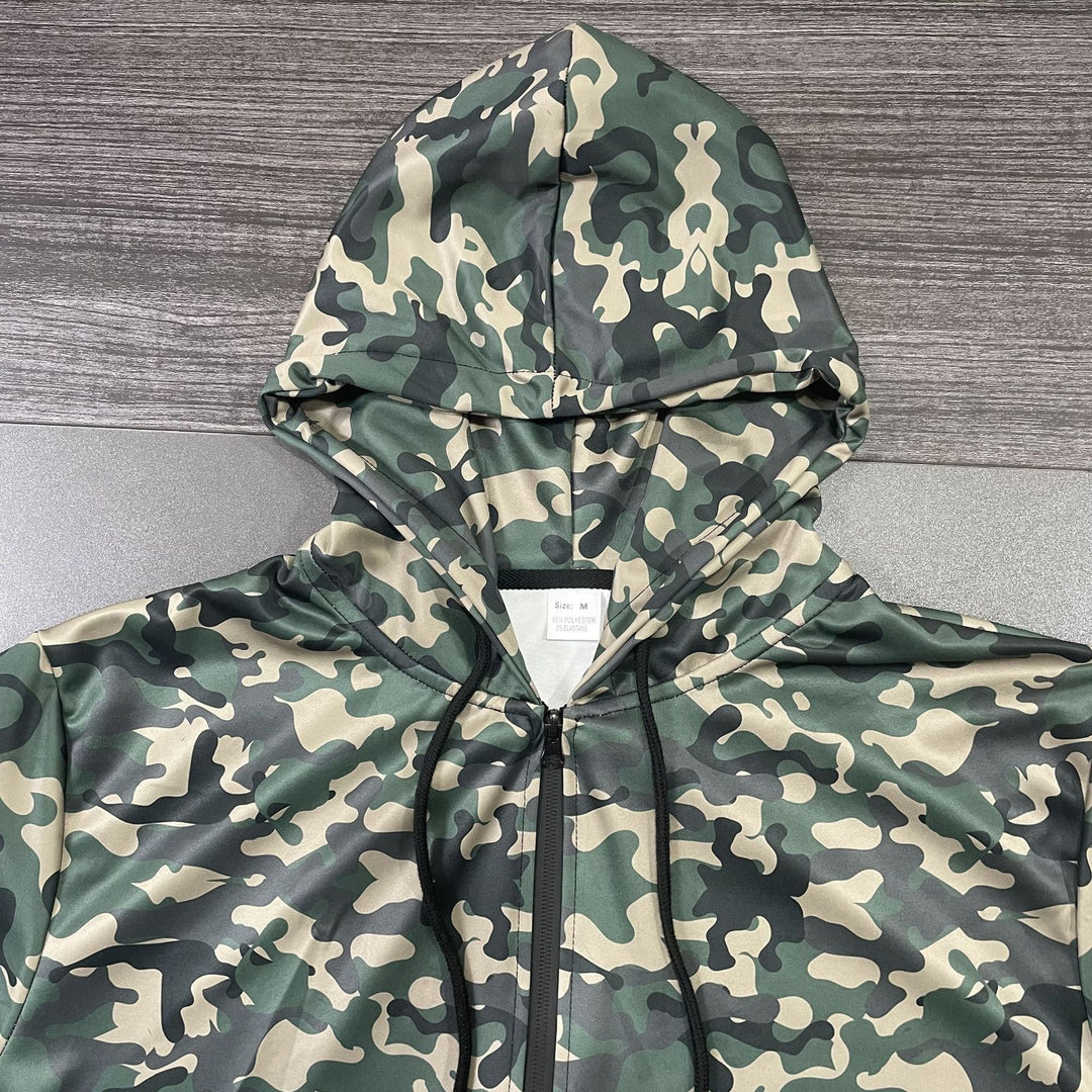 Herren Camouflage-Fleecejacke mit praktischen Taschen und verstellbarem Kordelzug Heidi-Mode