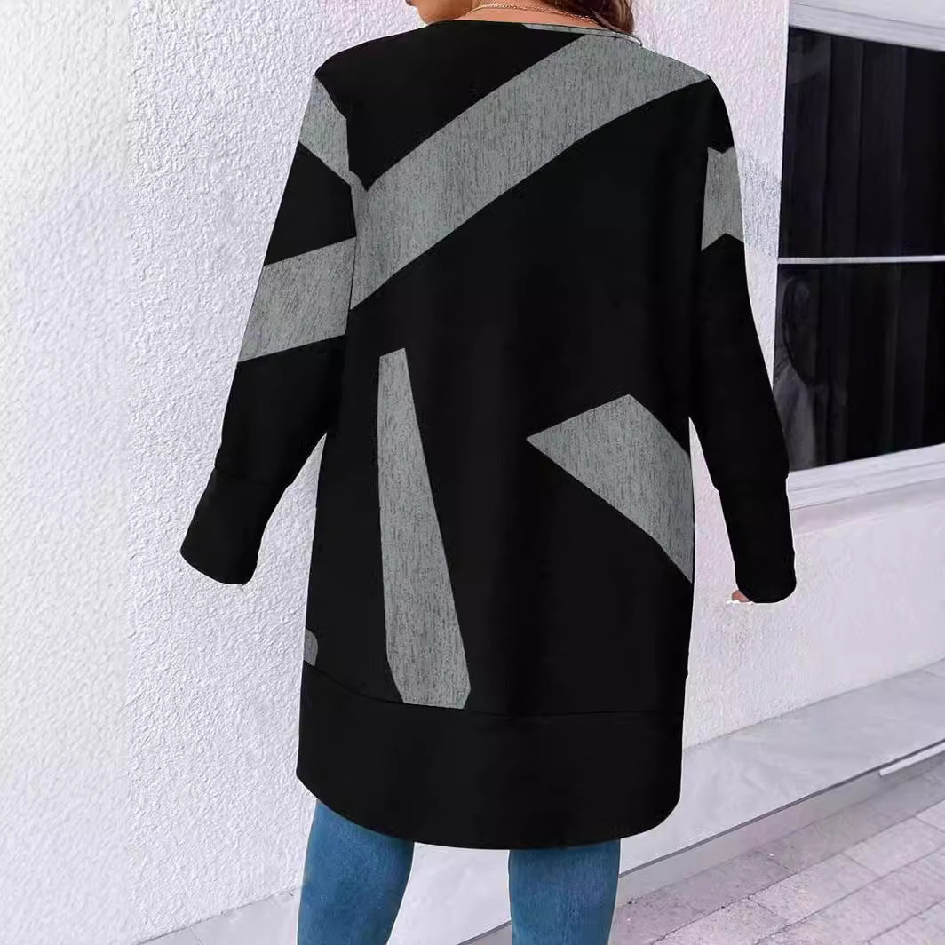 Damen Oversized Strickjacke mit grafischem Design Heidi-Mode