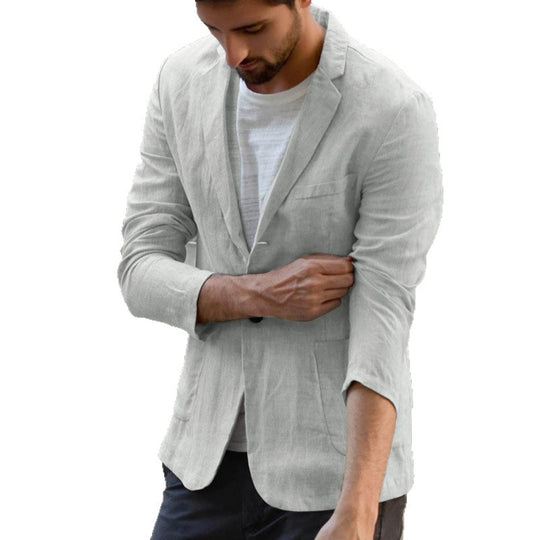 Herren eleganter Leinen-Blazer mit modernem Schnitt und Taschen Heidi-Mode