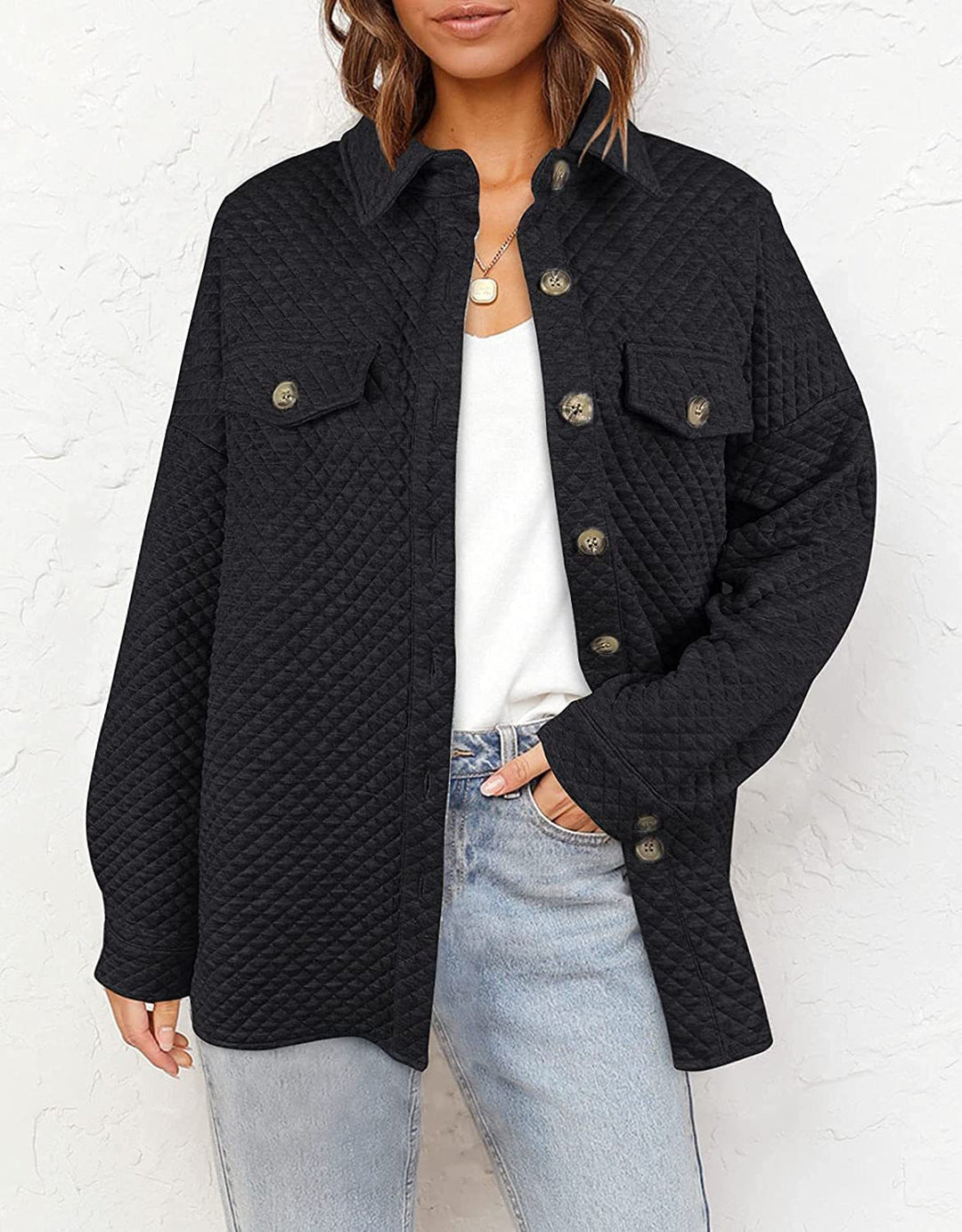 Damen Steppjacke mit Knopfleiste und Taschen Heidi-Mode