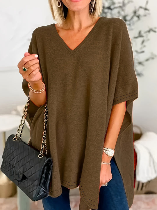 Damen Oversized V-Ausschnitt Tunika Heidi-Mode