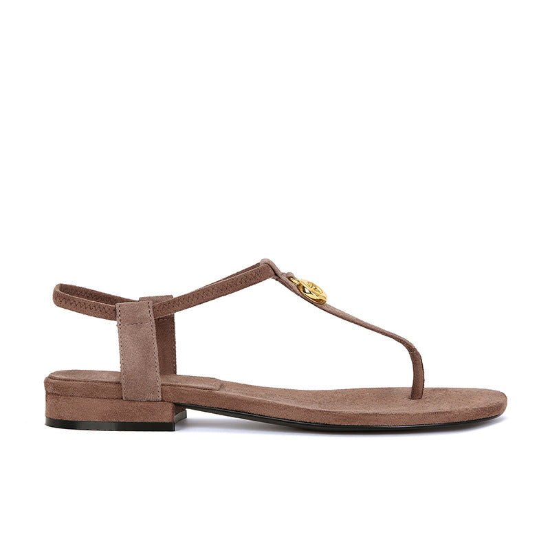 Damen Elegante T-Riemen Flache Sandalen Heidi-Mode