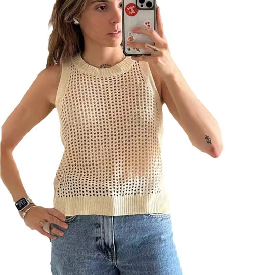 Damen Strickoberteil mit raffiniertem Lochmuster Heidi-Mode