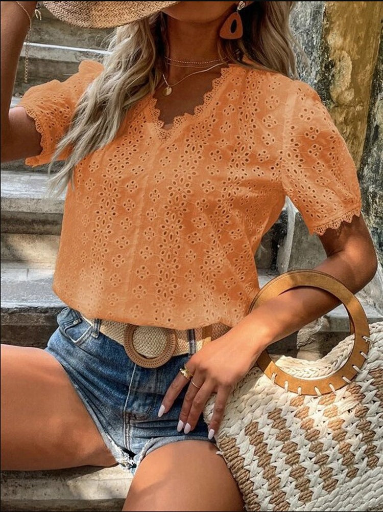 Damen Bluse mit Lochstickerei Heidi-Mode