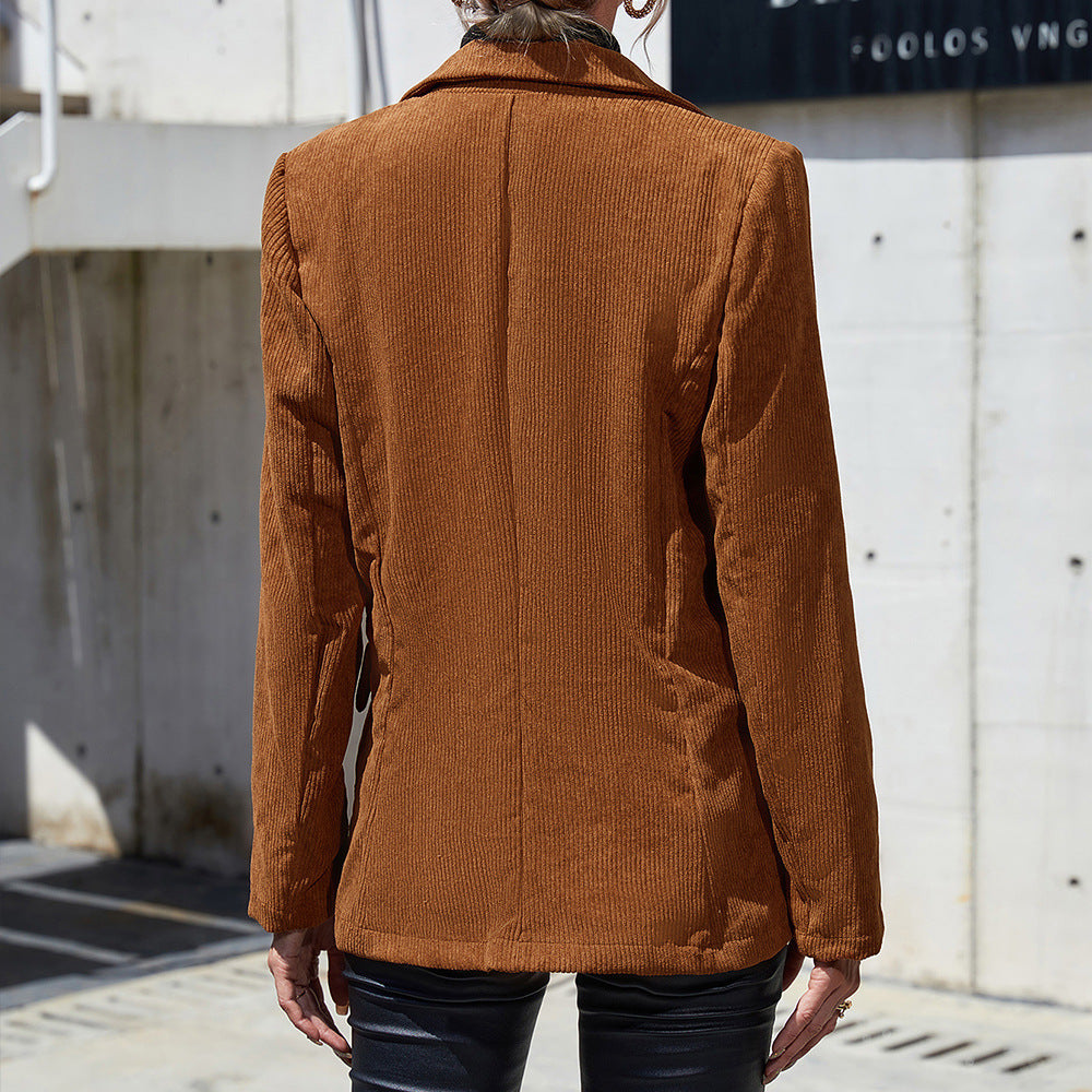 Damen cordjacke mit Doppelkknopfdesign und praktischen Seitentaschen Heidi-Mode