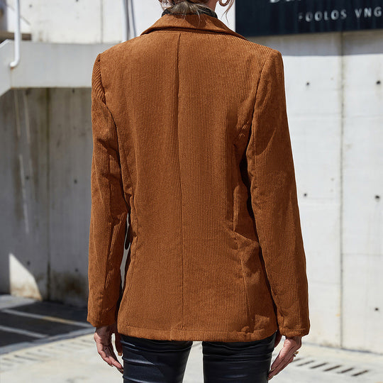 Damen cordjacke mit Doppelkknopfdesign und praktischen Seitentaschen Heidi-Mode