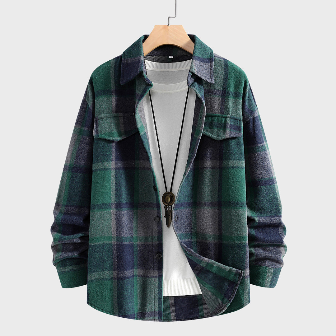 Herren Flanellhemd mit modernem Karomuster und zwei Brusttaschen Heidi-Mode
