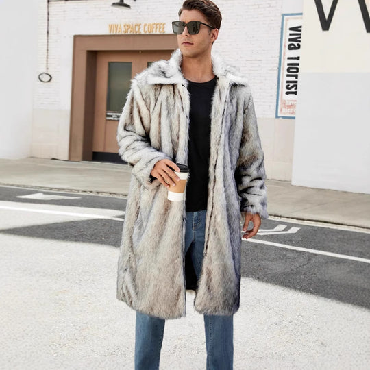 Herren Eleganter Kunstfell-Teddy-Mantel Heidi-Mode