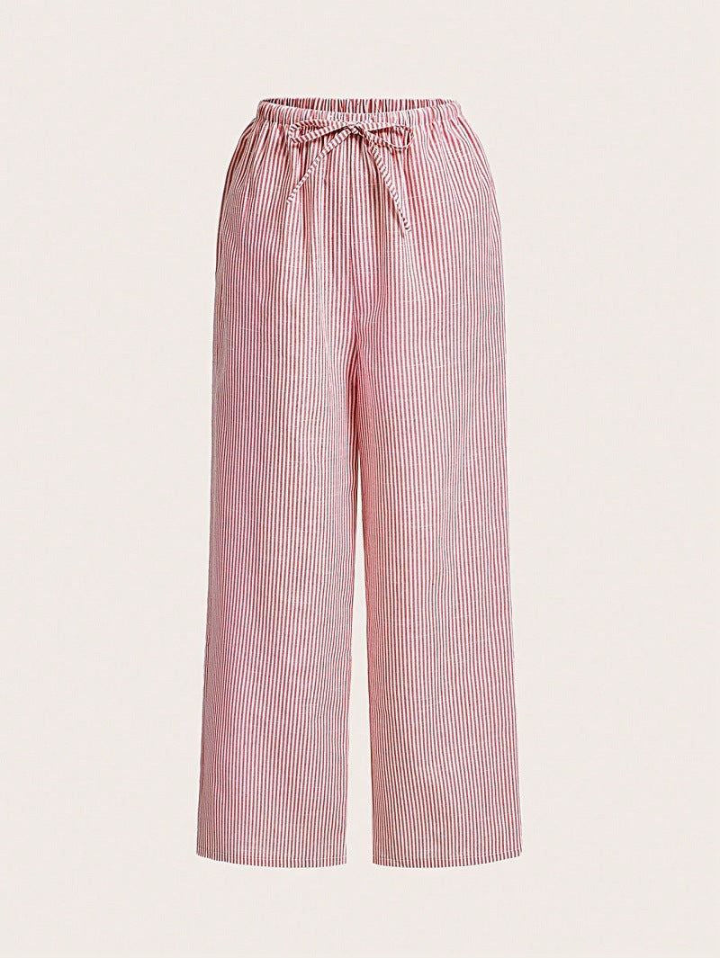 Damen Weite Sommerhose mit komfortablem Gummibund und Streifenmuster Heidi-Mode