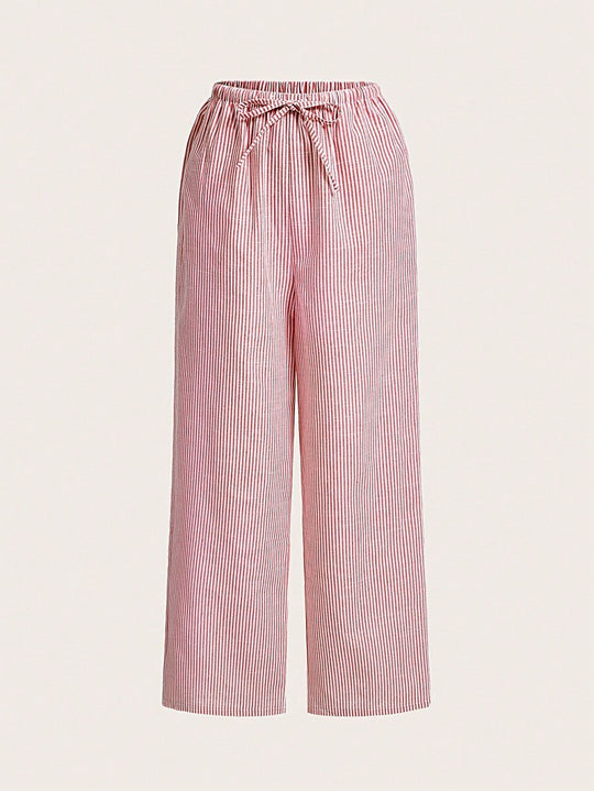 Damen Weite Sommerhose mit komfortablem Gummibund und Streifenmuster Heidi-Mode