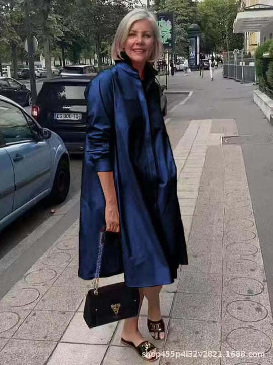 Damen Elegantes und lässiges Hemdkleid mit Taschen Heidi-Mode