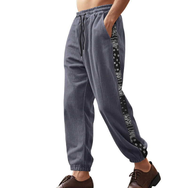 Herren Freizeit-Hose mit elastischem Bund und stylischem Bandana-Design Heidi-Mode