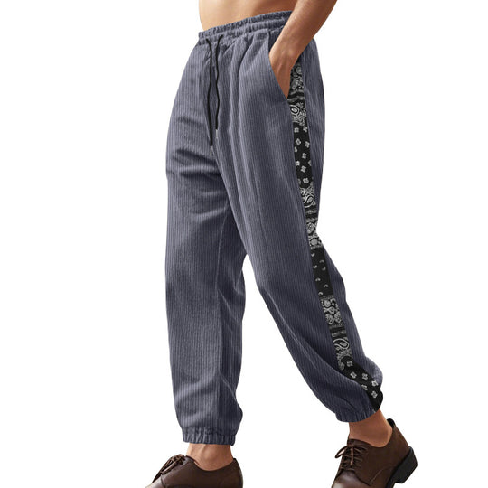 Herren Freizeit-Hose mit elastischem Bund und stylischem Bandana-Design Heidi-Mode