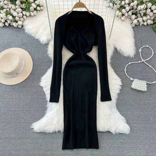 Damen elegantes Maxikleid mit raffinierten Falten und tiefem Ausschnitt Heidi-Mode
