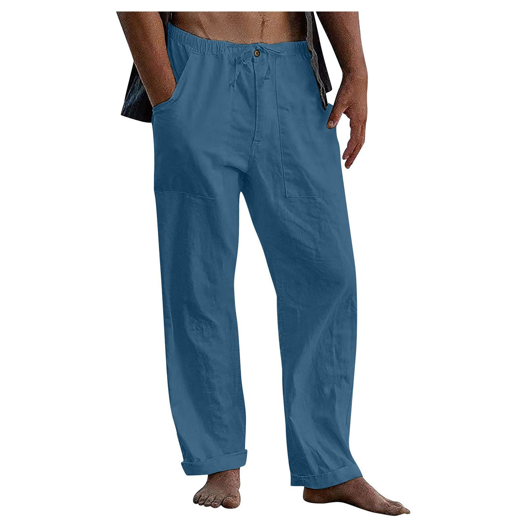 Herren Relaxed Fit Leinenhose mit elastischem Bund und praktischen Taschen Heidi-Mode