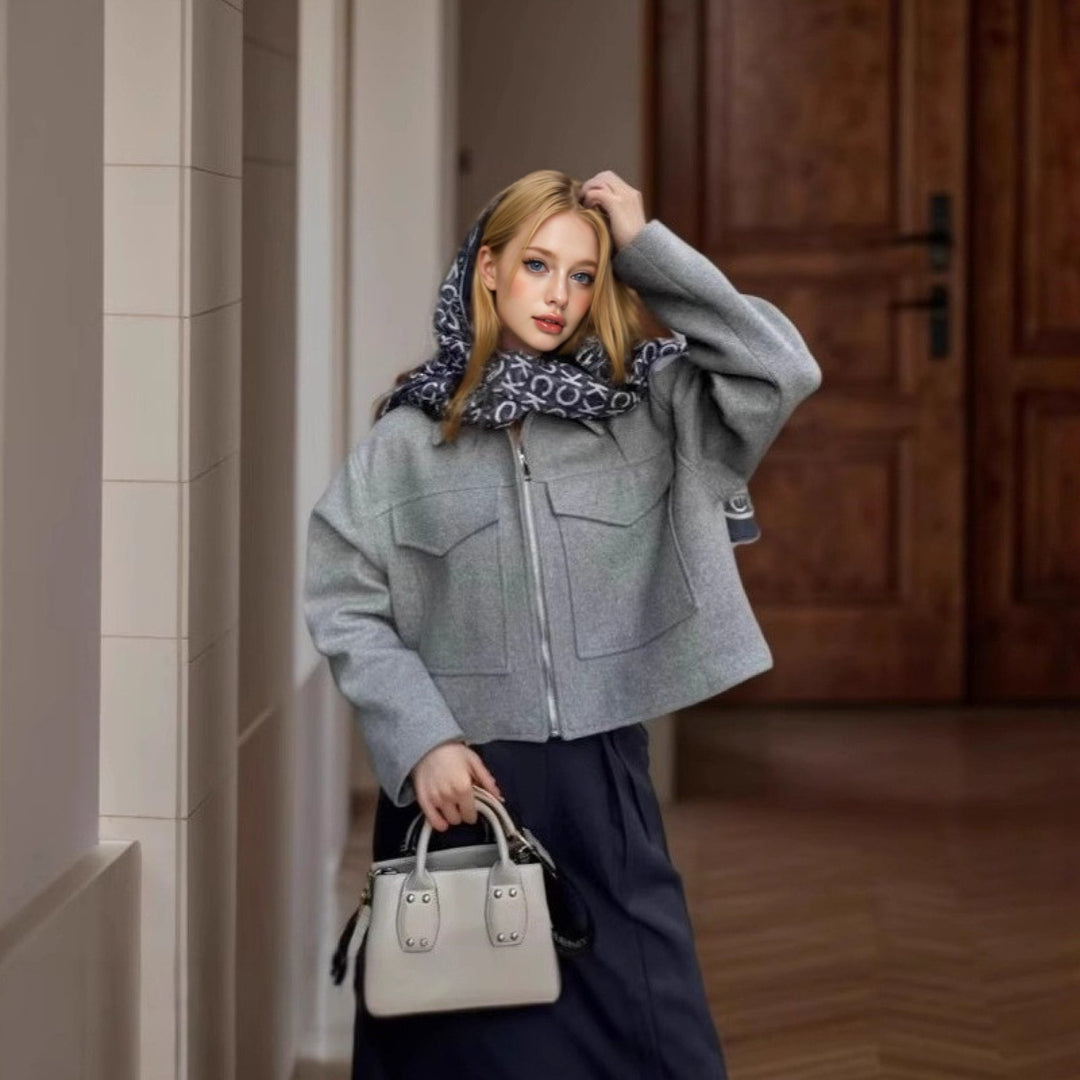 Damen lässige Fleecejacke mit praktischen Taschen und modernem Kragen Heidi-Mode