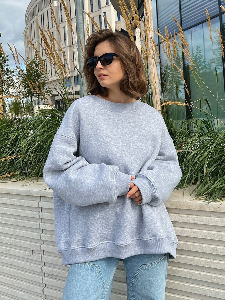 Damen Oversized Sweatshirt im lässigen Stil mit übergroßen Ärmeln und elastischen Bündchen Heidi-Mode