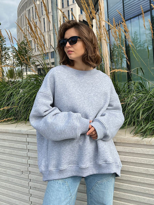 Damen Oversized Sweatshirt im lässigen Stil mit übergroßen Ärmeln und elastischen Bündchen Heidi-Mode
