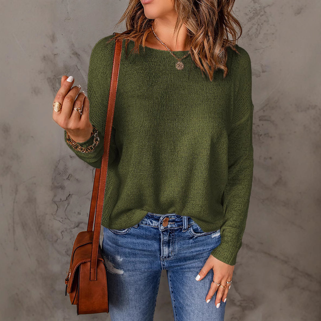 Damen lässiger Strickpullover mit weitem Schnitt und eleganten Details Heidi-Mode