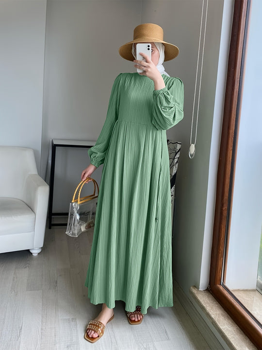 Damen Maxikleid mit strukturiertem Design und Puffärmeln Heidi-Mode