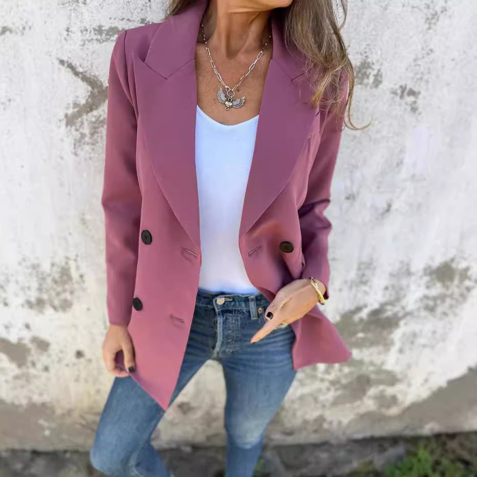 Damen Eleganter Double-Breasted Blazer mit zeitlosem Schnitt und leichten Schulterpolstern Heidi-Mode