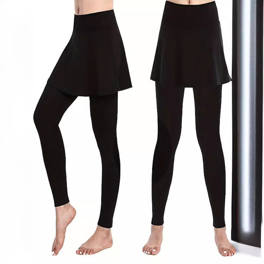 Damen Leggings mit rockähnlicher Einlage und hohem Bund Heidi-Mode