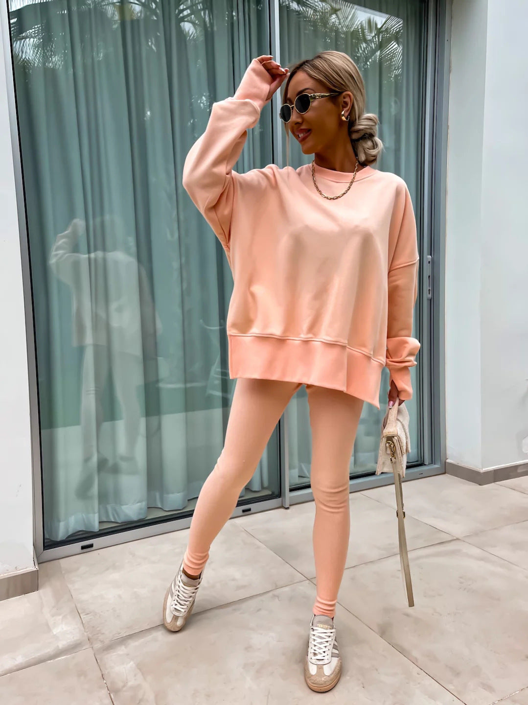 Damen lässiger Oversized-Sweater und leggings im Set Heidi-Mode