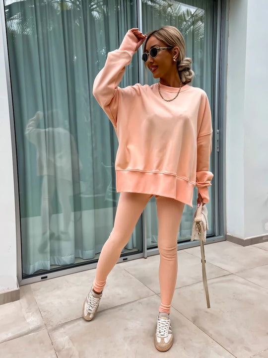 Damen lässiger Oversized-Sweater und leggings im Set Heidi-Mode