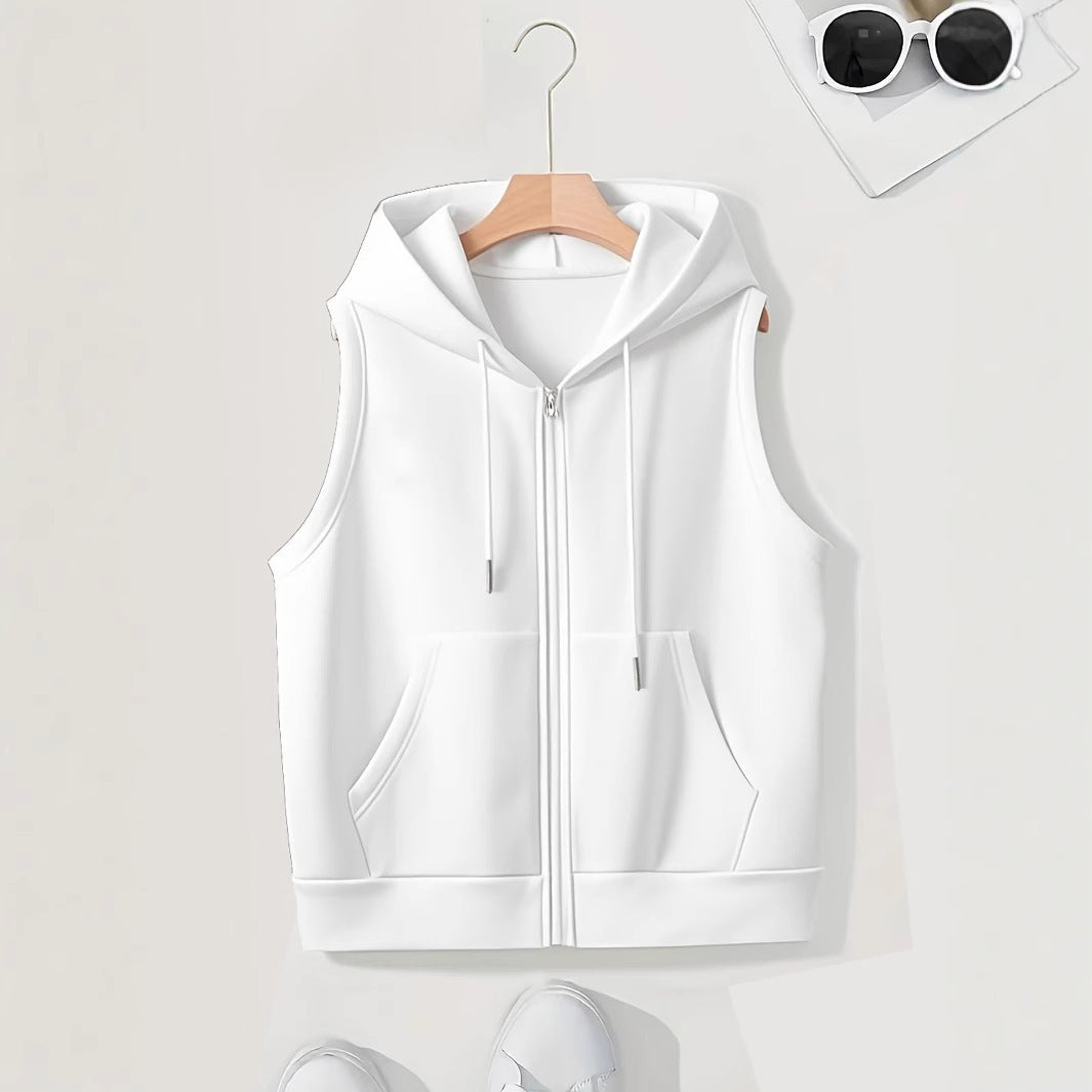 Damen sportliche Kapuzenweste mit Reißverschluss und praktischen Taschen Heidi-Mode
