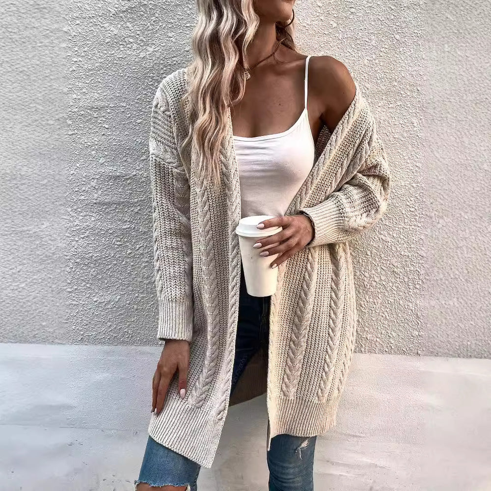 Damen Grobstrick Cardigan mit weitem Schnitt und strukturierter Optik Heidi-Mode