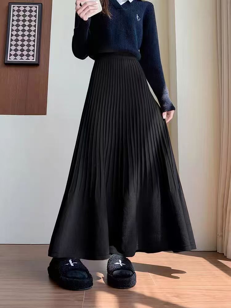 Damen eleganter Faltenrock mit hohem Bund Heidi-Mode