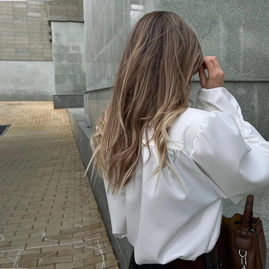 Damen Elegante Bluse mit voluminösen Ärmeln Heidi-Mode