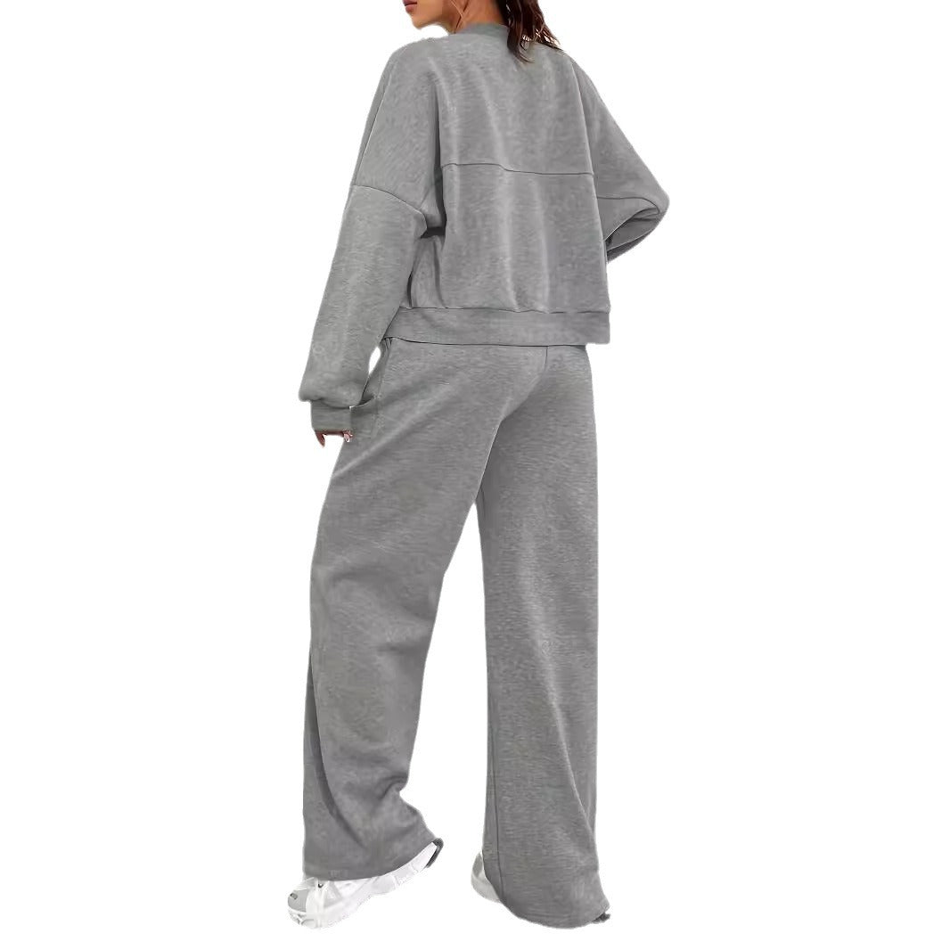 Damen lässiger Sweat-Anzug mit komfortablem Schnitt und praktischen Taschen Heidi-Mode