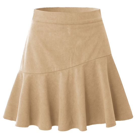 Damen ausgestellter Rock aus cordartiger Baumwolle Heidi-Mode