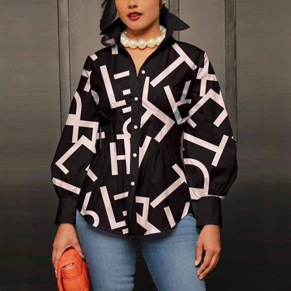 Damen modische Bluse mit geometrischem Design Heidi-Mode