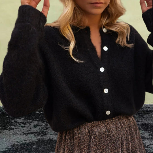 Damen Grobstrickpullover mit Knopfdetails und lässigem Schnitt Heidi-Mode