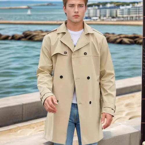 Herren modischer Trenchcoat mit praktischen Seitentaschen und abnehmbarem Innenfutter Heidi-Mode