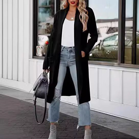 Damen lässiger Cardigan mit langen Ärmeln und praktischen Taschen Heidi-Mode