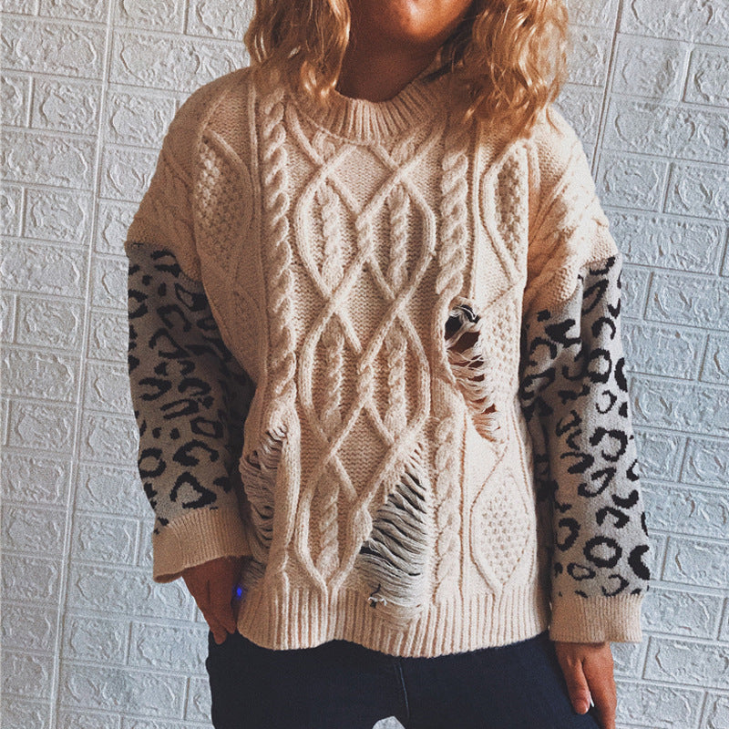 Damen lässiger Strickpullover mit modernem Muster und einzigartigen Details Heidi-Mode