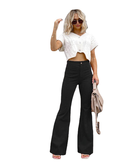 Damen Flared Jeans mit hohem Bund und figurformendem Schnitt Heidi-Mode