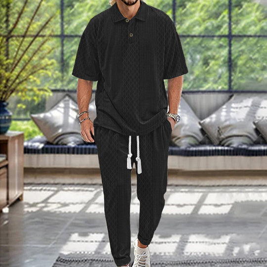 Herren lässiger Freizeitanzug mit modischem Strukturdesign Heidi-Mode